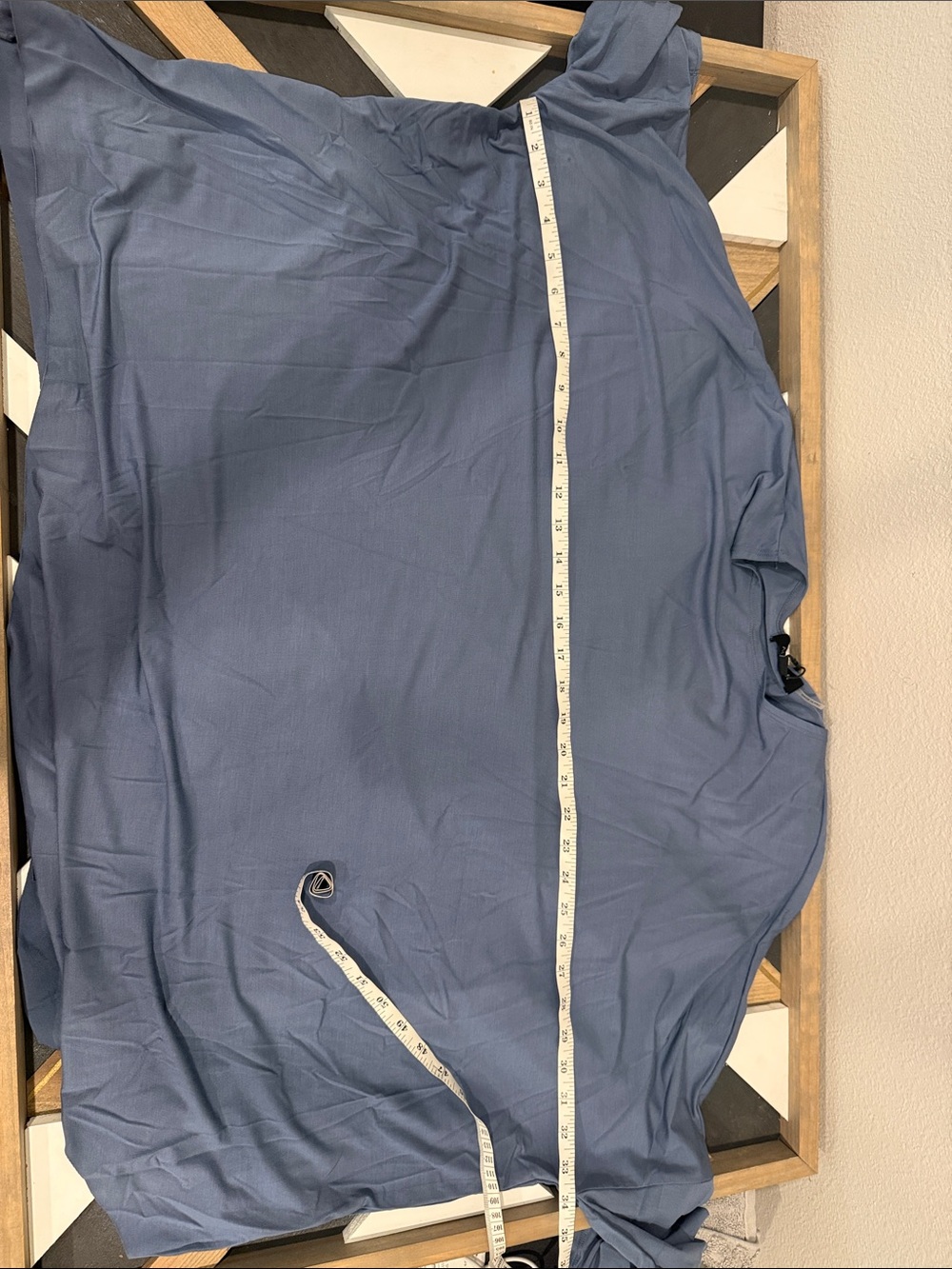 Aleeza Paris Slate Blue Long Sleeve Relaxed Asymmetric Blouse Size Large NWT - Picture 7 of 8